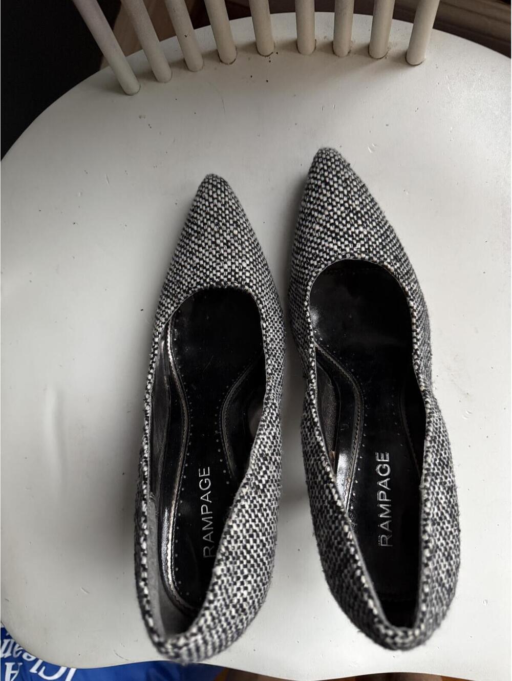 Rampage Black and White Tweed Pointed Toe Heels